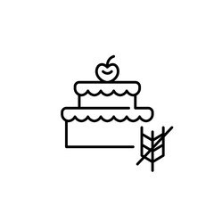 Gluten-free birthday cake. Crossed wheat ear. Pixel perfect, editable stroke vector icon