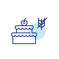 Gluten-free cake. Bakery and dessert for special diet needs. Pixel perfect, editable stroke vector icon