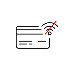 Card and no wi-fi symbol. Offline payment, limited transactions accessibility. Pixel perfect, editable stroke vector icon