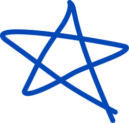 An abstract star drawn with bold strokes, slightly irregular, with overlapping lines, simple yet dynamic design.
