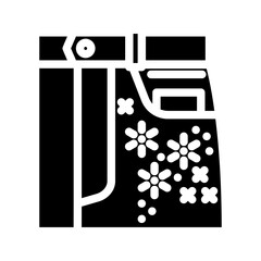 embroidered denim diy fashion handmade glyph icon vector illustration