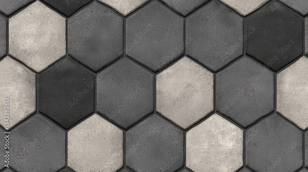 Poster gray and black hexagonal concrete tile pattern for modern design