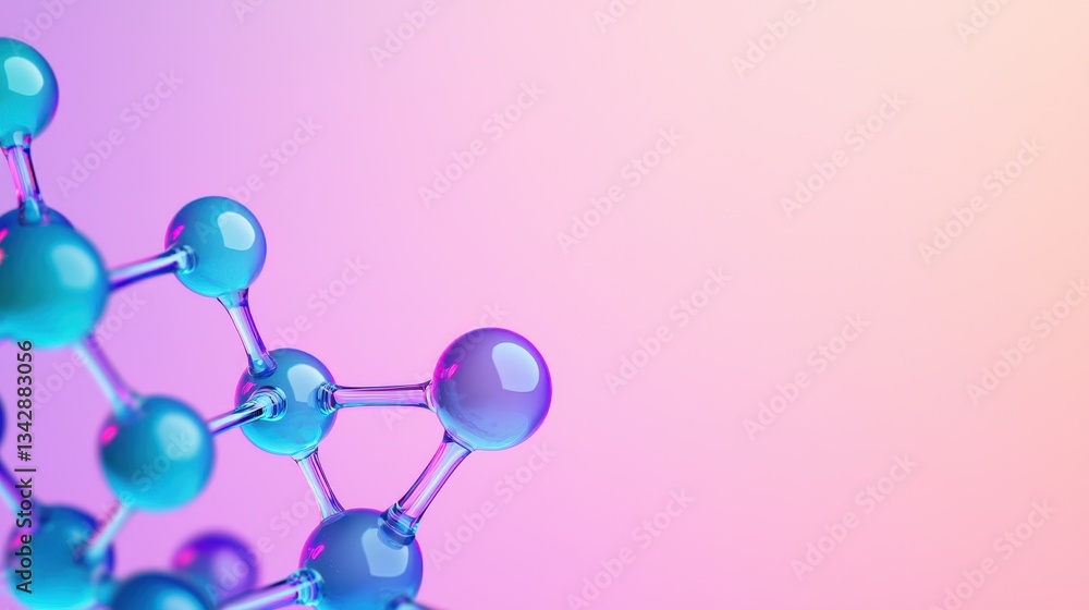 Poster colorful molecular structure with soft gradient background