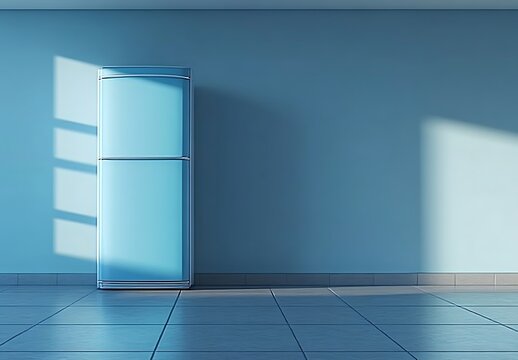 Blue Refrigerator in Modern Kitchen Home Food Storage Appliance