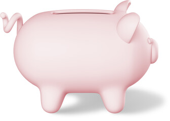 3D Side view of piggy bank