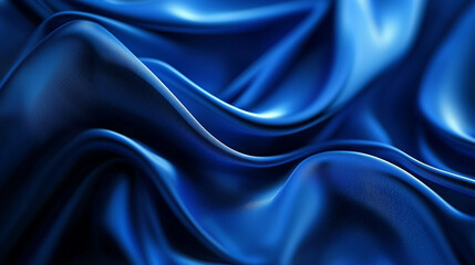 Fototapeta premium Abstract blue silk fabric draped elegant soft waves texture background rich fold dark deep shiny