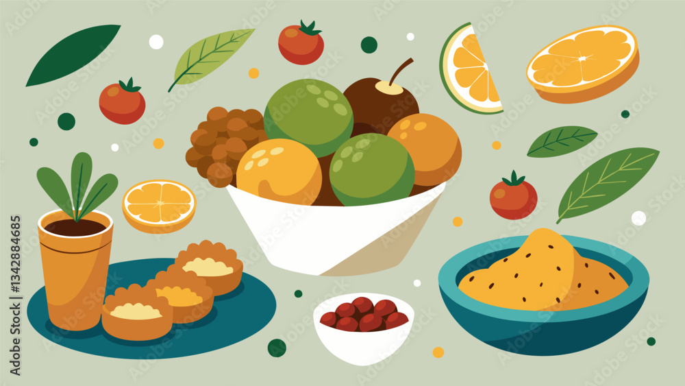 Poster a tantalizing array of mediterranean delights featuring juicy olives crispy falafel and smooth hummu