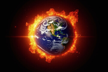 artists impression of the earth in flames