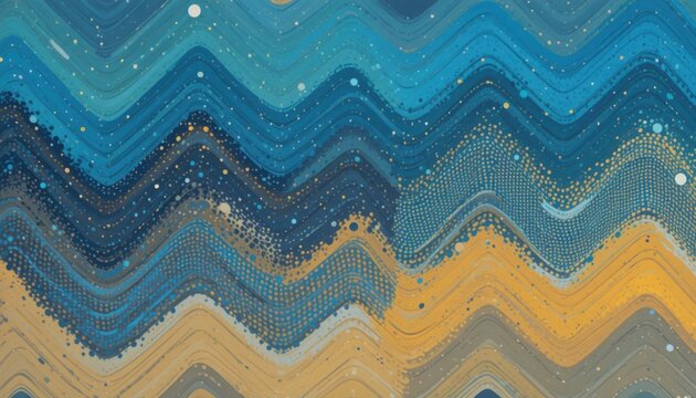 Abstract Blue and Gold Chevron Pattern Modern Graphic Design Texture