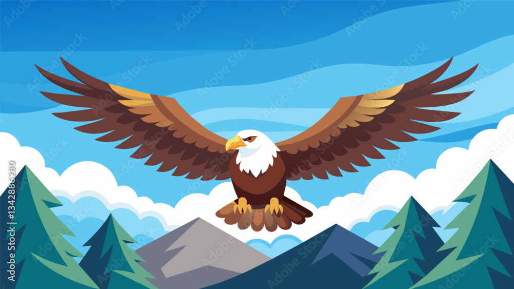 Poster a capture of a majestic eagle soaring high above symbolizing freedom and inviting the viewer to let 