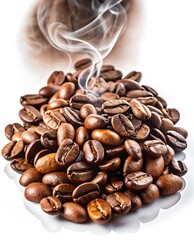 Fototapeta premium Roasted coffee beans with aromatic smoke