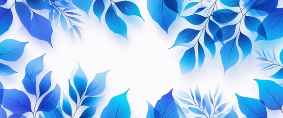 Fototapeta premium blue cyan gradient translucent leaves pattern abstract on plain white background illustration design concept backdrop