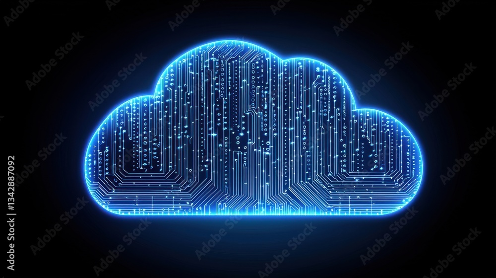 Poster futuristic cloud technology concept with digital data patterns