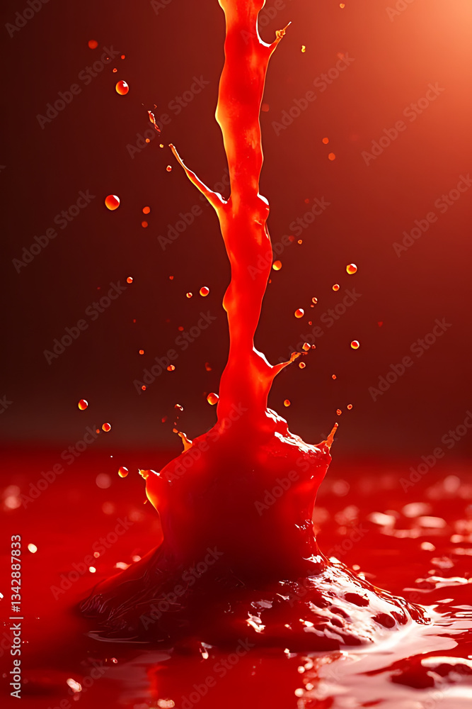 Poster dynamic splash of red liquid studio setting high-resolution photography abstract art close-up view