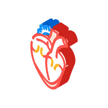 mitral valve prolaps cardiology disease isometric icon vector illustration