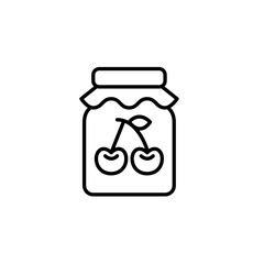 Cherry jam in bottle. Farmers preserves, groceries shopping. Food and desserts. Pixel perfect, editable stroke vector icon