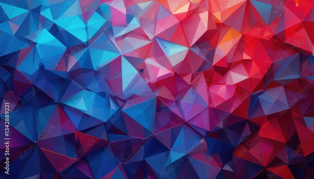 Poster abstract red and blue triangle gradient background
