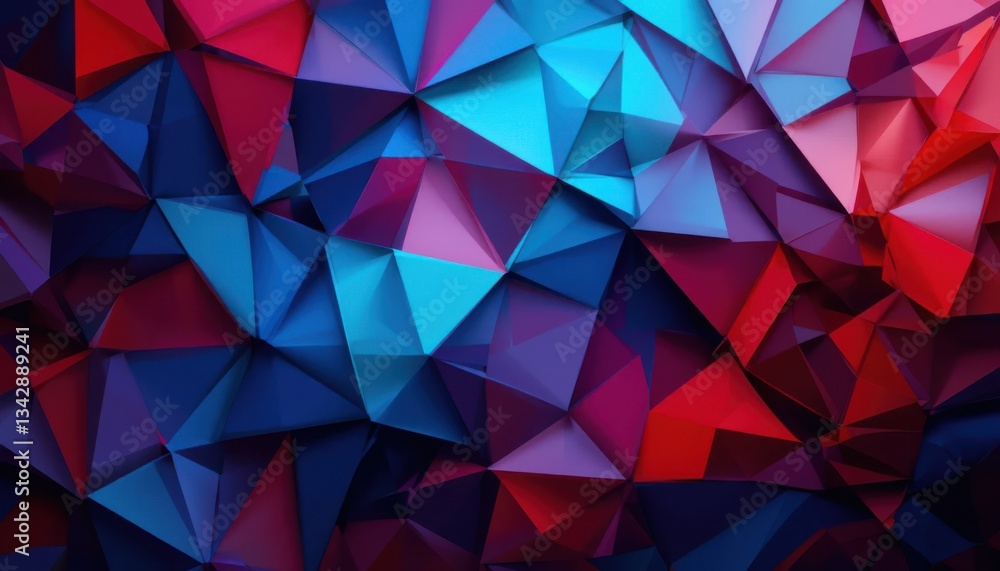 Poster abstract triangular gradient background red blue dynamic design