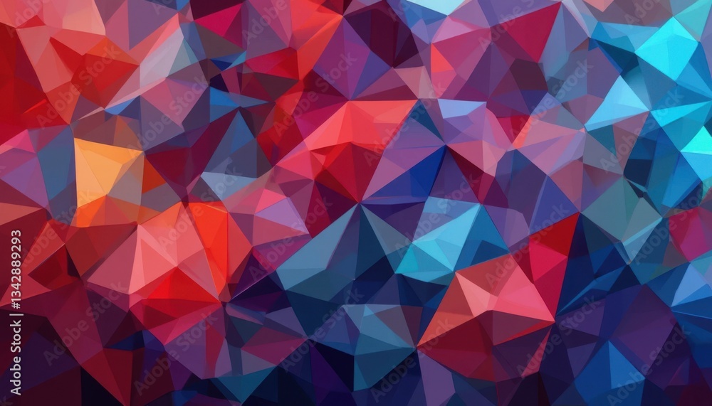 Aufkleber abstract red and blue triangle pattern vibrant gradient background