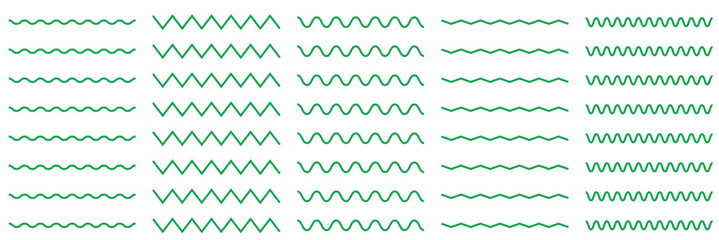 Wavy Pattern Lines Set Vector Design on White Background. 