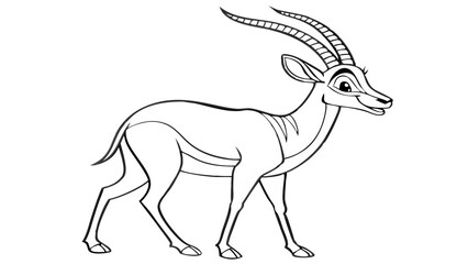 Cartoon Antelope Character Outline drawing vector illustration isolated on transparent background  outline images for kids