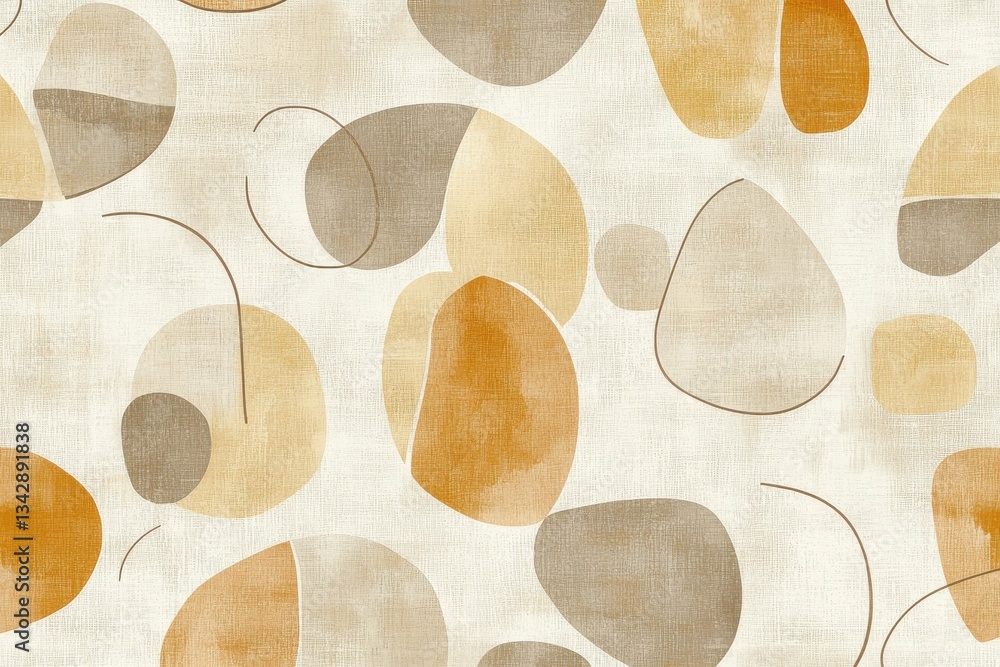 Wall mural abstract geometric pattern with earthy tones and soft lines