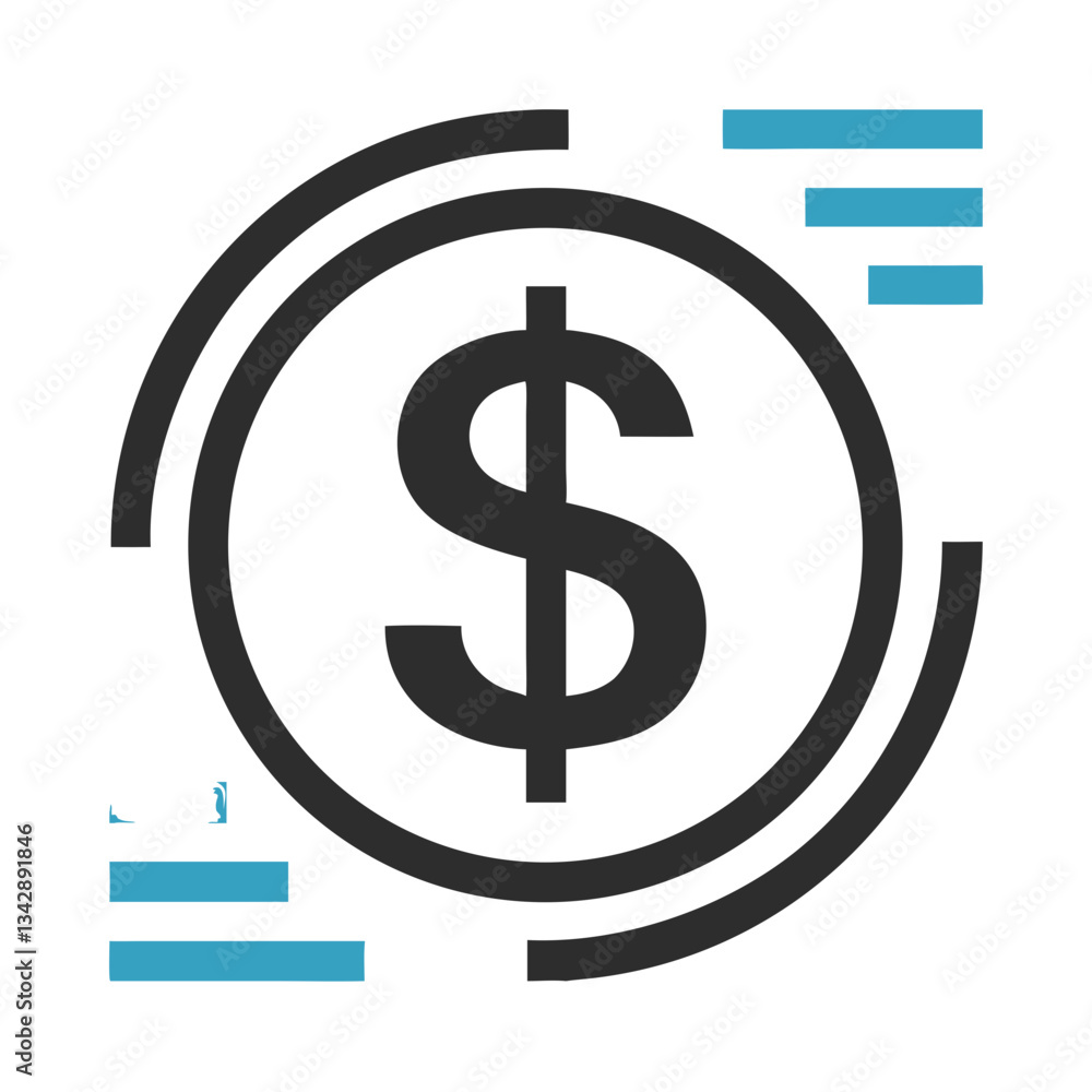 Poster dollar currency symbol with circular design