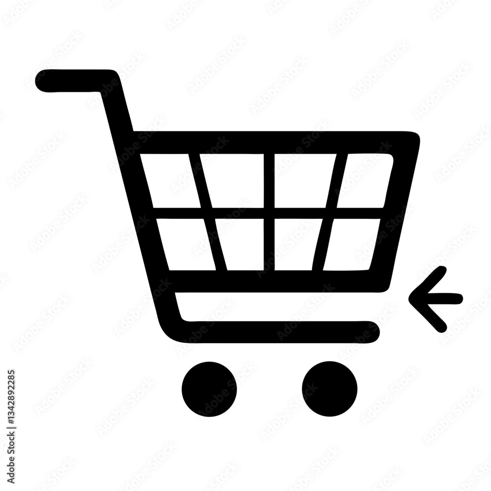 Aufkleber shopping cart icon with arrow for add-to-cart function