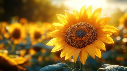 Golden Hour Sunflower: A Field of Sunshine