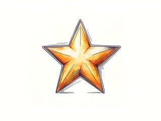 Golden Star Sketch for White Background.