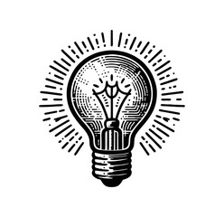 Bulb light engrave logo icon design illustration