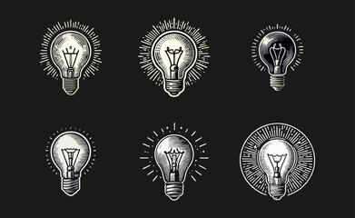 Bulb light engrave logo icon design illustration