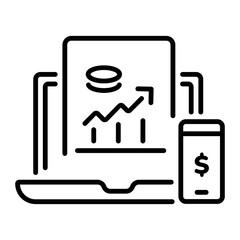 Online banking website icon in linear style 