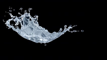 Dynamic Water Splash Against Black Background