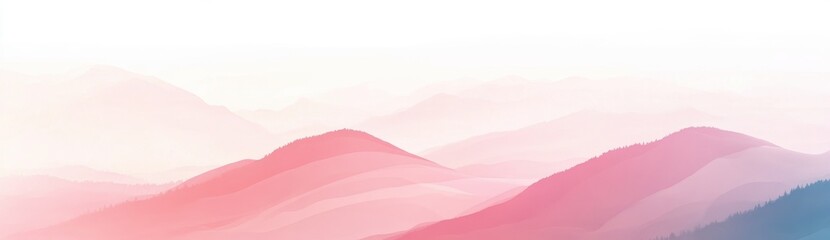 Misty Mountain Landscape in Soft Pastel Colors