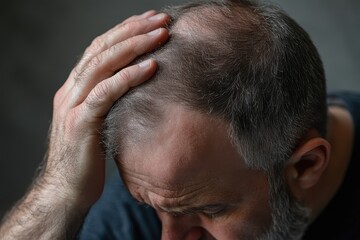 Fototapeta premium Man's Sadness and Hair Loss