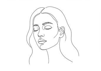 Minimalist line art of a serene woman with closed eyes