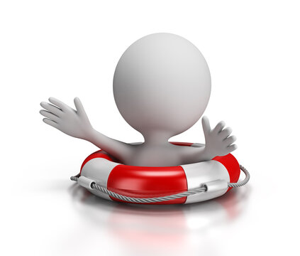 3d man in a lifebuoy