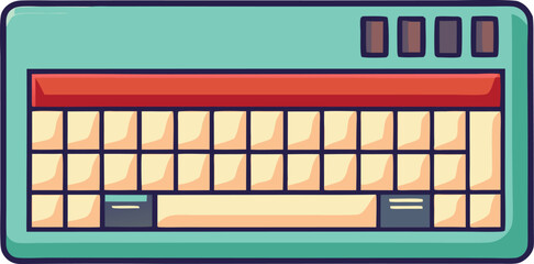 Vector retro keyboard synthesizer design, A vector illustration of a retro keyboard synthesizer with a classic design and vibrant color palette, ideal for music creation.  
