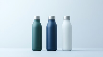Internet website design of an thermos bottle product brand. Landing page, Main page. Modern, Classy, Minimalistic, High Resolution. Trending Blue and Green and White Color Palette on Dribbble, High Re
