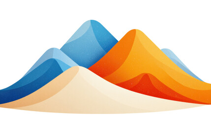 isolated transparent Background. Colorful geometric mountains with gradients create vibrant landscape
