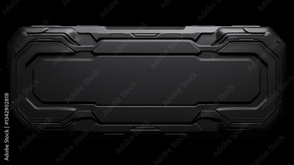 Poster futuristic black rectangular device with sleek edges and surface