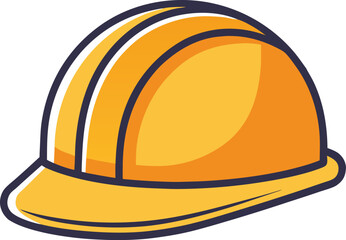 Vector construction helmet illustration, A vector illustration of a yellow construction helmet, designed with a simple and modern style, perfect for safety.  
