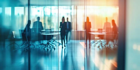Modern Office Meeting Room - Blurred People in Action