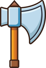 Vector axe illustration, A vector illustration of a wooden-handled axe with a sharp, metallic blade, designed with simple lines and colors.  

