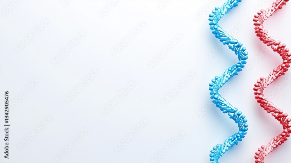 Poster blue and red dna helix structures on light background for science