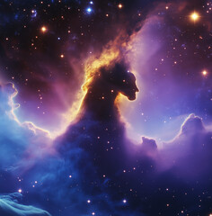 Obraz premium Digital illustration of vibrant blue and purple nebula in deep space