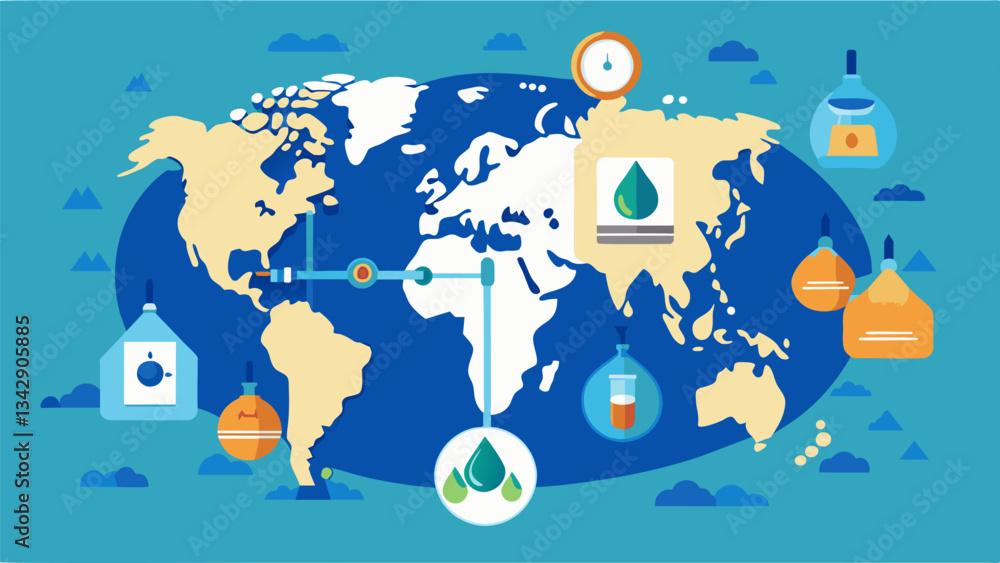 Aufkleber an infographic comparing the water consumption rates of different countries emphasizing the need for