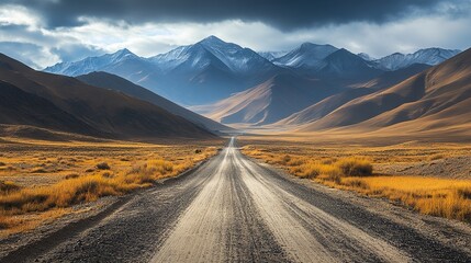 Morning mountain plateau dirt road