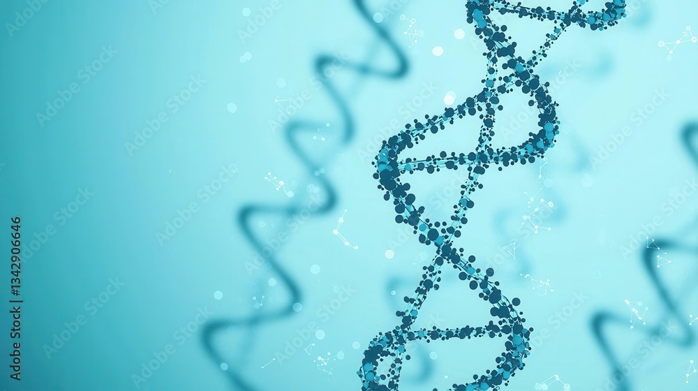 Poster abstract representation of dna helix with soft blue background